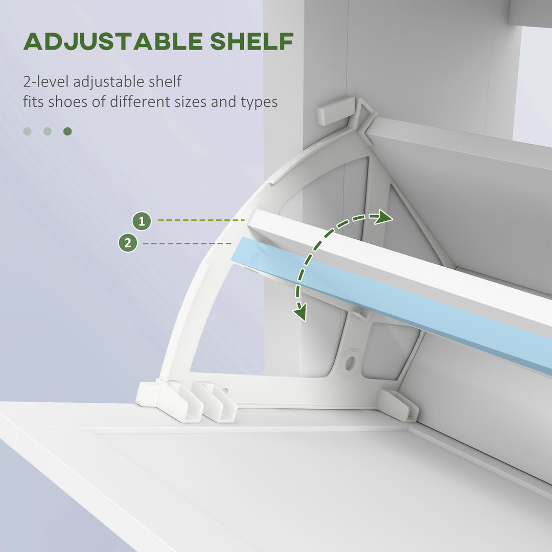 HOMCOM Narrow Shoe Storage with 3 Flip Drawers and Adjustable Shelves, Shoe Cabinet Organizer for 12 Pairs of Shoes, White