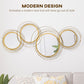 HOMCOM Metal Wall Art Gold Frame Circle Bathroom Mirror Decor Home Hanging Wall Sculptures for Living Room Bedroom Dining Room, 42.25" W x 22" H, Gold