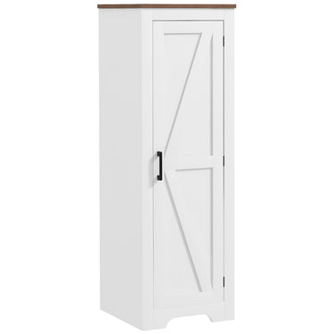 HOMCOM Farmhouse Accent Cabinet with Adjustable Shelf Barn Door Storage Cabinet for Living Room Floor Pantry Cabinet White