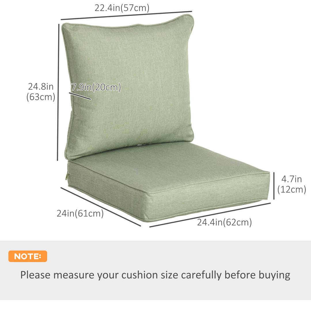 Outsunny Patio Chair Cushions, Thick Deep Seat Outdoor Seat Cushion with Back Cushion, Light Green