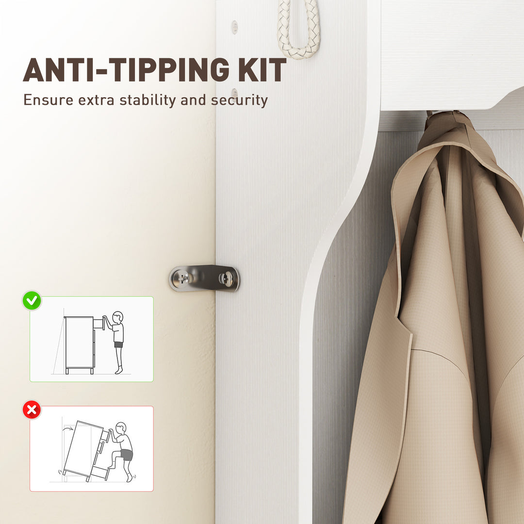 HOMCOM 4-In-1 Hall Tree with Bench and Shoe Storage, Farmhouse Coat Rack Shoe Bench with 12 Shoe Cubbies, 6 Hooks, White