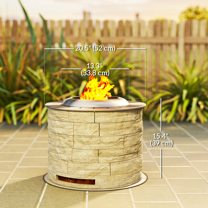 Outsunny Smokeless Fire Pit, Portable Camping Bonfire Stove with Mat for Backyard Patio Picnic, Magnesium Oxide, Yellow
