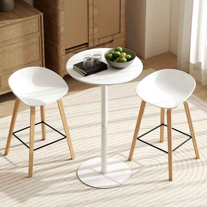 HOMCOM Round Bar Table for 2, Modern Pub Table with Steel Frame, Easy Assembly for Small Space Home Bar Cocktail Bistro, White