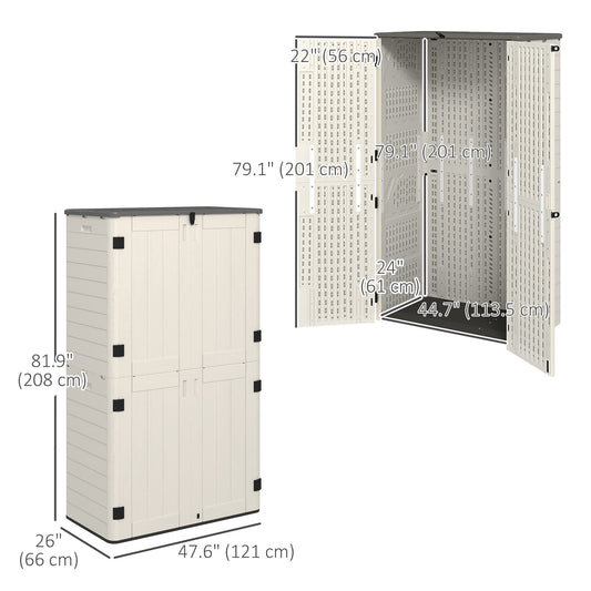 Outsunny 368 Gallon Outdoor Storage Cabinet with Openable Top and Lockable Doors for Lawnmower, Trash Can, Patio Accessories