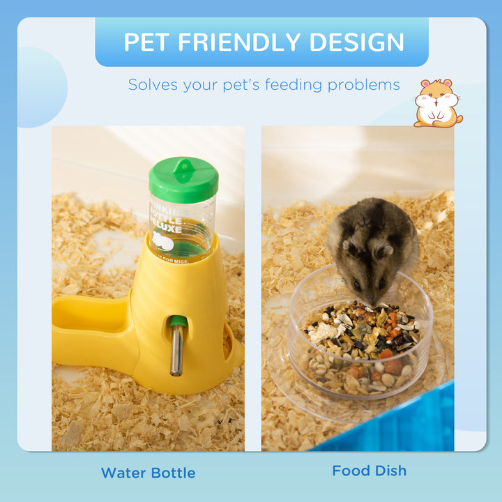 PawHut 31" Large Hamster Cage, Small Animal House, Multi-storey Gerbil Haven, Tunnel Tube System, with Water Bottle, Exercise Wheel, Food Dish, Ramps, White