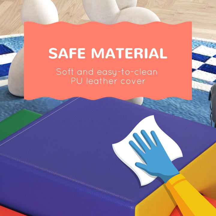 Qaba Foam Climbing Blocks for Toddlers, Kids Modular Play Set for Baby Children, Soft Play Equipment for Crawling Sliding, Easy-to-clean Safe DIY Creative, Multicolor