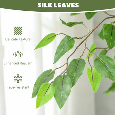 HOMCOM 8ft Tall Artificial Tree, Silk Ficus Tree with 2520 Leaves in Pot, Fake Plant for Home Office Decor