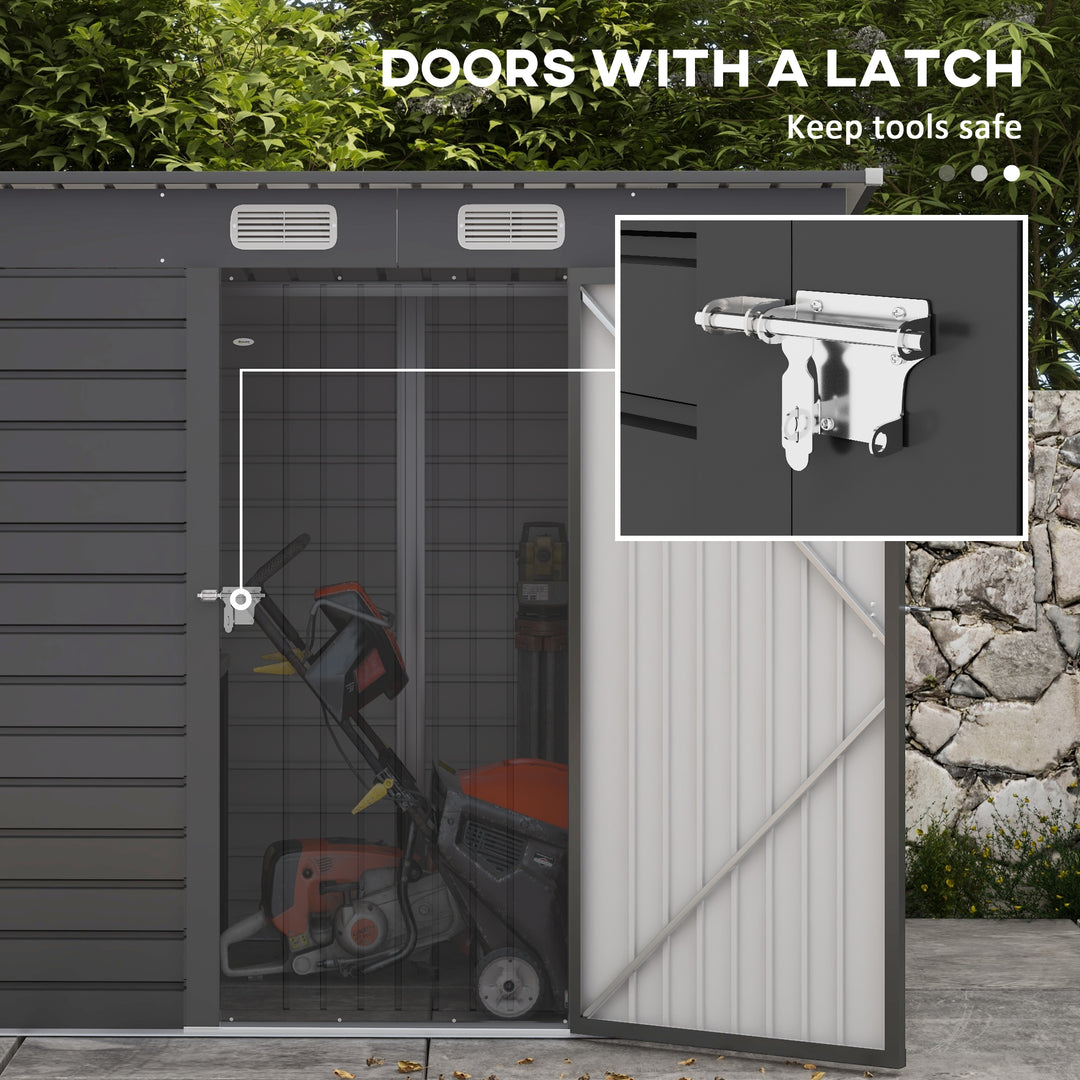 Outsunny 6 x 4FT Galvanized Garden Storage Shed, Metal Outdoor Shed with Double Doors and 2 Vents, Grey