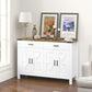 HOMCOM Farmhouse Buffet Cabinet Sideboard with 1 Drawer, 1 Storage Cabinet and Adjustable Shelf, White