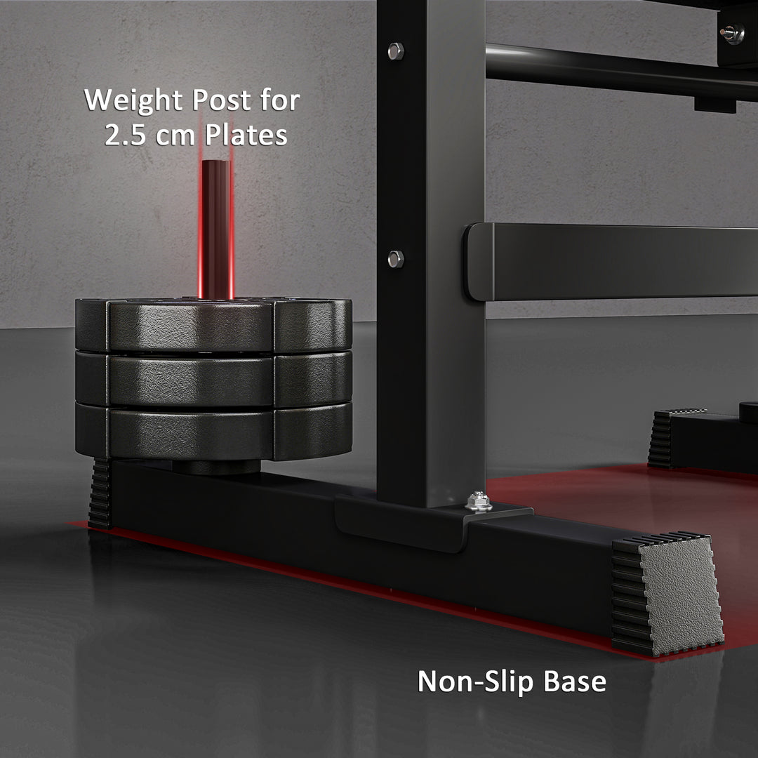 Soozier Adjustable Weight Bench, Foldable Bench Press with Barbell Rack and Dip Station for Home Gym, Strength Training Multiuse Workout Bench, Black and Grey