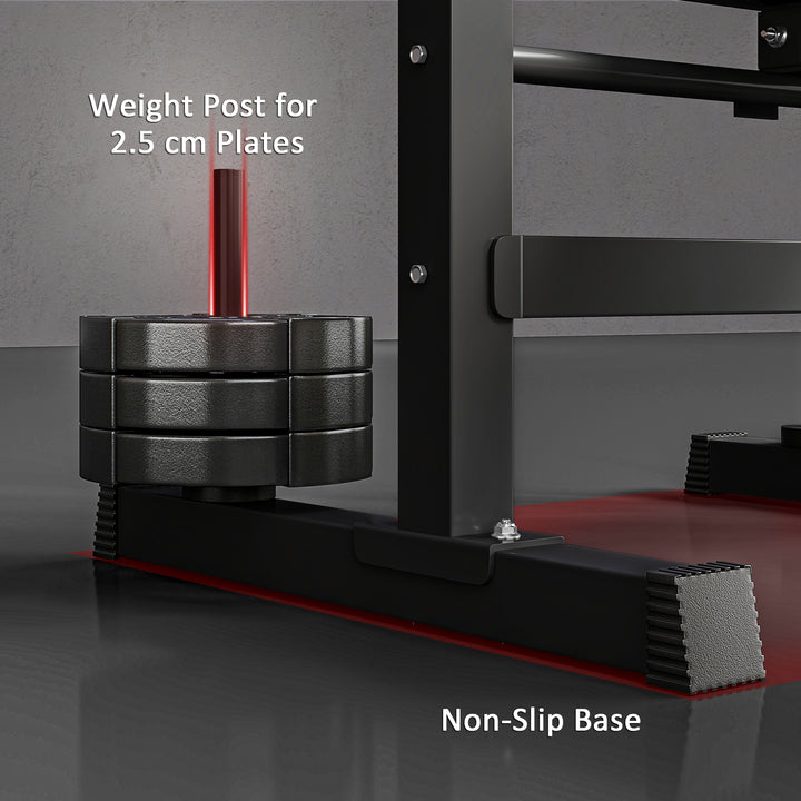 Soozier Adjustable Weight Bench, Foldable Bench Press with Barbell Rack and Dip Station for Home Gym, Strength Training Multiuse Workout Bench, Black and Grey