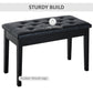 HOMCOM 30" Piano Bench with Padded Cushion and Storage, Faux Leather Keyboard Bench with Solid Wood Legs, Black