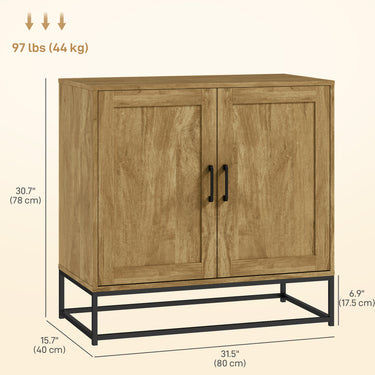 HOMCOM Kitchen Storage Cabinet, Wood Effect Sideboard Buffet Cabinet with Adjustable Shelf and 2 Doors, Nature Wood