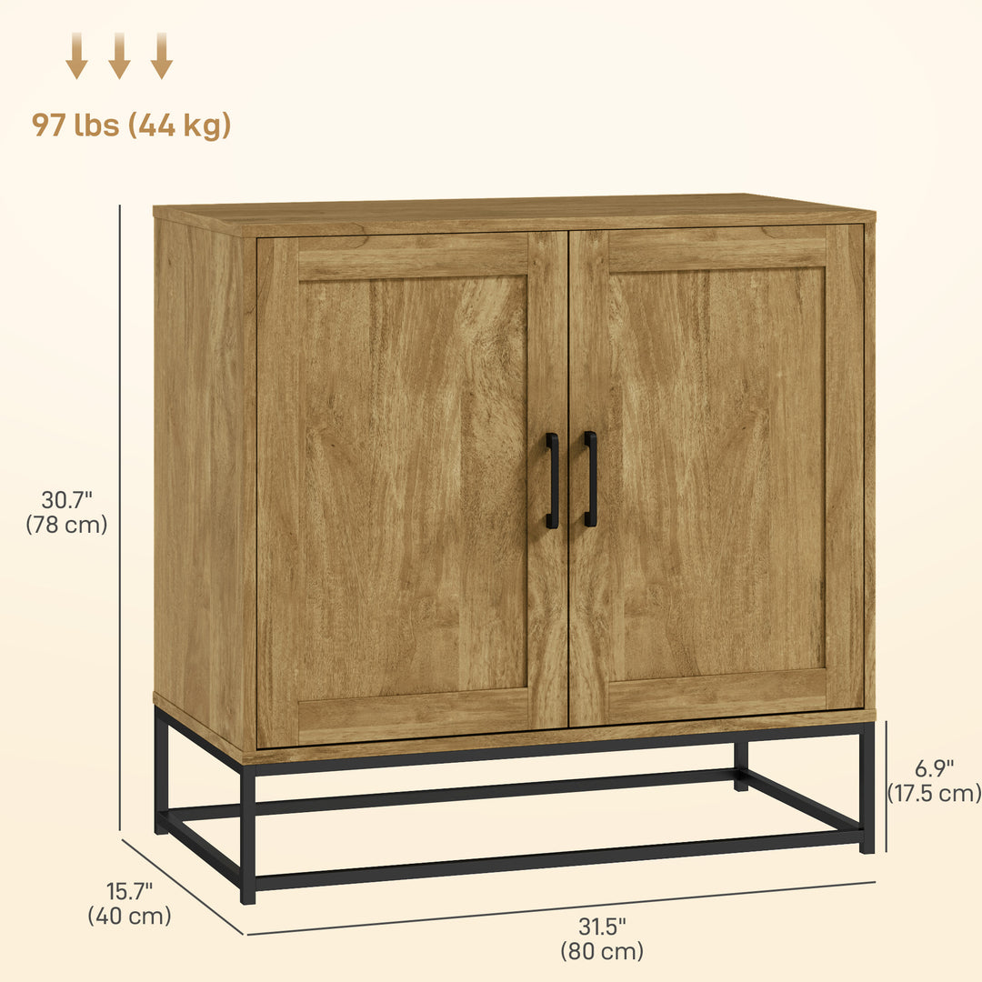 HOMCOM Kitchen Storage Cabinet, Wood Effect Sideboard Buffet Cabinet with Adjustable Shelf and 2 Doors, Nature Wood
