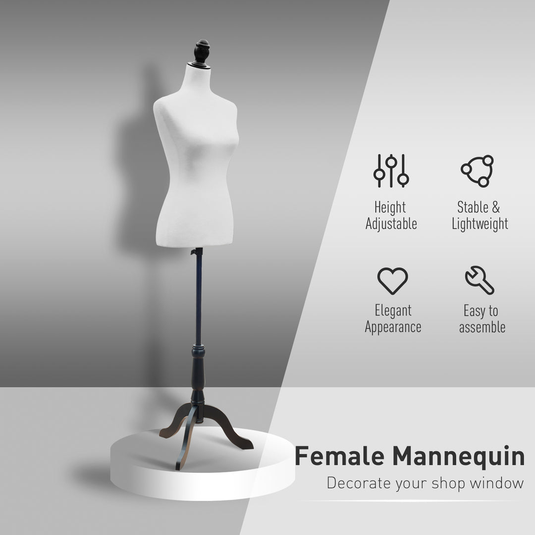 HOMCOM Female Fashion Mannequin Dress Form Torso Dressmaker Stand Clothing Display w/ Base (Black)