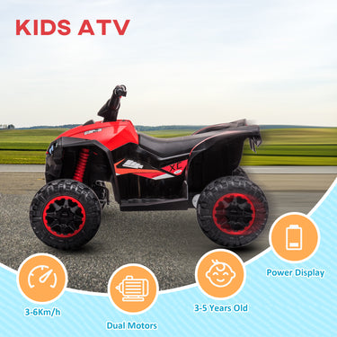 Aosom Kids 4 Wheeler Quad with Music, Headlights, High & Low Speed, Kids ATV for 3-5 Years Old Boys & Girl, Red