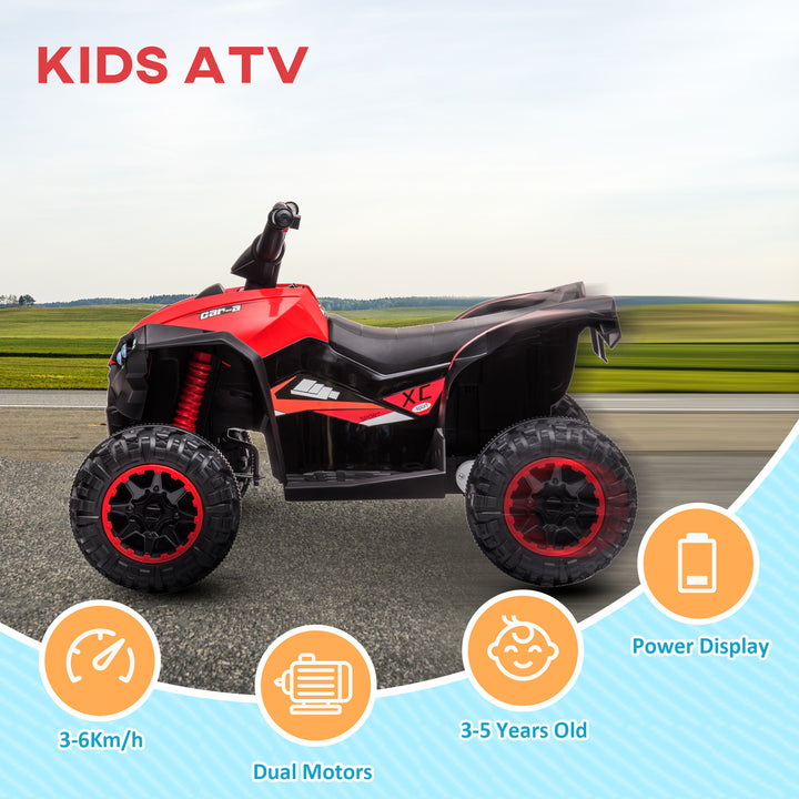 Aosom Kids 4 Wheeler Quad with Music, Headlights, High & Low Speed, Kids ATV for 3-5 Years Old Boys & Girl, Red