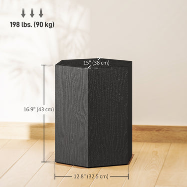HOMCOM Hexagonal Side Table, Small End Table with 4 Adjustable Feet for Indoor, Outdoor, Black