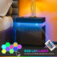 HOMCOM Nightstand, Bedside Table with LED Lights and 2 Drawers for Bedroom, Living Room, White