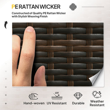 Outsunny 3 Pieces Patio Furniture Set with Cushions, Outdoor PE Rattan Wicker Conversation Corner Sofa Set with Glass Top Table and Adjustable Foot for Garden, Lawn, Cream White