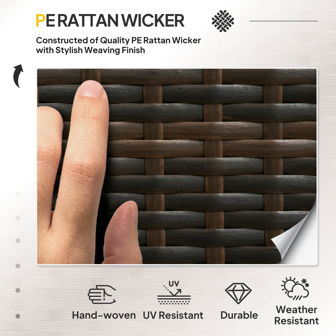 Outsunny 3 Pieces Patio Furniture Set with Cushions, Outdoor PE Rattan Wicker Conversation Corner Sofa Set with Glass Top Table and Adjustable Foot for Garden, Lawn, Cream White