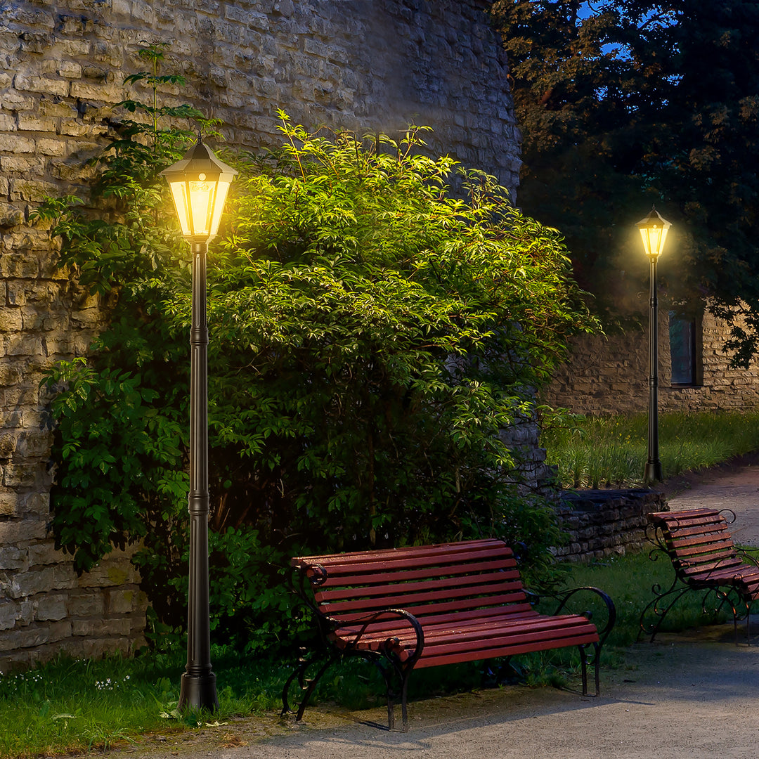 Outsunny 77" Solar Lamp Post Light Outdoor Street Lamp, Motion Activated Sensor PIR, Adjustable Brightness for Backyard, Black