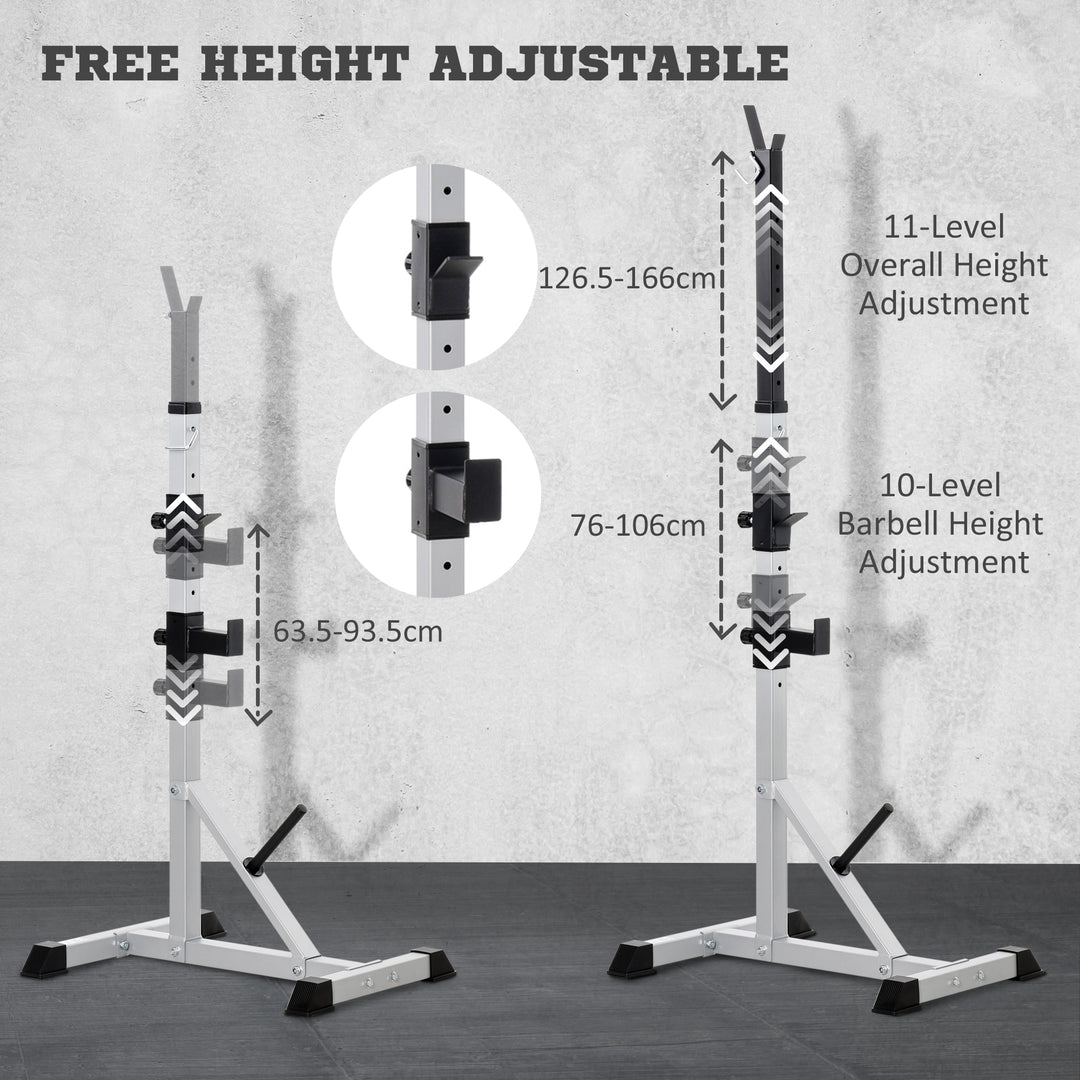 Soozier 2-Piece Barbell Rack, 53.5"-69.3" Height Adjustable Squat Rack Bench Press Rack, 440LBS Capacity