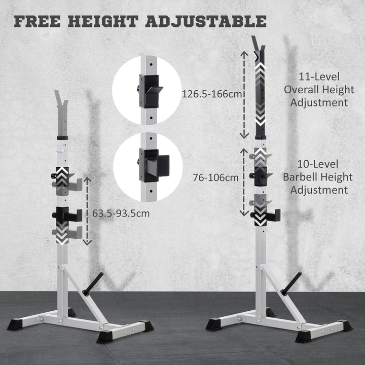 Soozier 2-Piece Barbell Rack, 53.5"-69.3" Height Adjustable Squat Rack Bench Press Rack, 440LBS Capacity