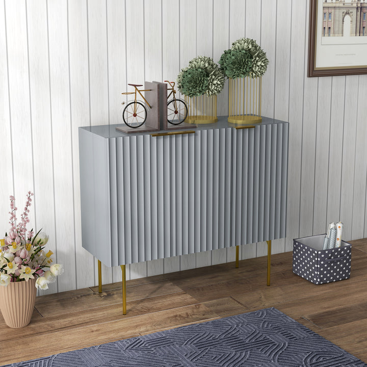 HOMCOM Modern Storage Cabinet Sideboard Buffet Cabinet with Gold Legs for Living Room Dining Room Hallway Grey