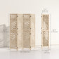 HOMCOM 4 Panel Room Divider, Detachable Folding Privacy Screens with Palm Leaf Design for Home Office, Natural Wood Finish