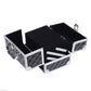 HOMCOM 3 Tier Diamond Texture Makeup Train Case Cosmetic Organizer with Mirror, Black