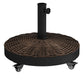 Outsunny 20.5" Round Parasol Base Resin Patio Umbrella Base Garden Parasol Holder Outdoor Offset Weight Stand with Wheels Black