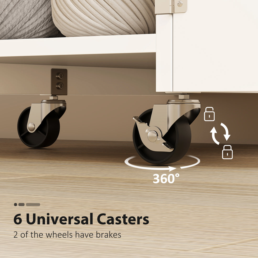 HOMCOM Sewing Machine Table with Drop Leaf, Folding Craft Table with 2 Doors and Adjustable Shelf for Small Spaces, Natural