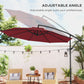 Outsunny 10ft Offset Patio Umbrella with Base, Garden Hanging Parasol with Crank, Banana Cantilever Umbrella Sun Shade, Green