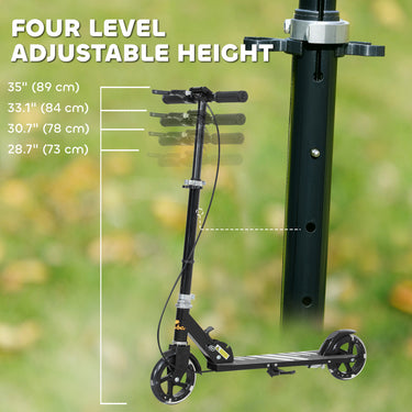 Qaba Scooter for Kids Ages 3-8 with Light Up Wheels, Adjustable Handlebar, Rear Brake & Handbrake for Girls and Boys, Black