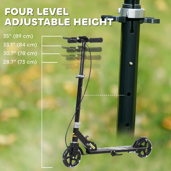 Qaba Scooter for Kids Ages 3-8 with Light Up Wheels, Adjustable Handlebar, Rear Brake & Handbrake for Girls and Boys, Black