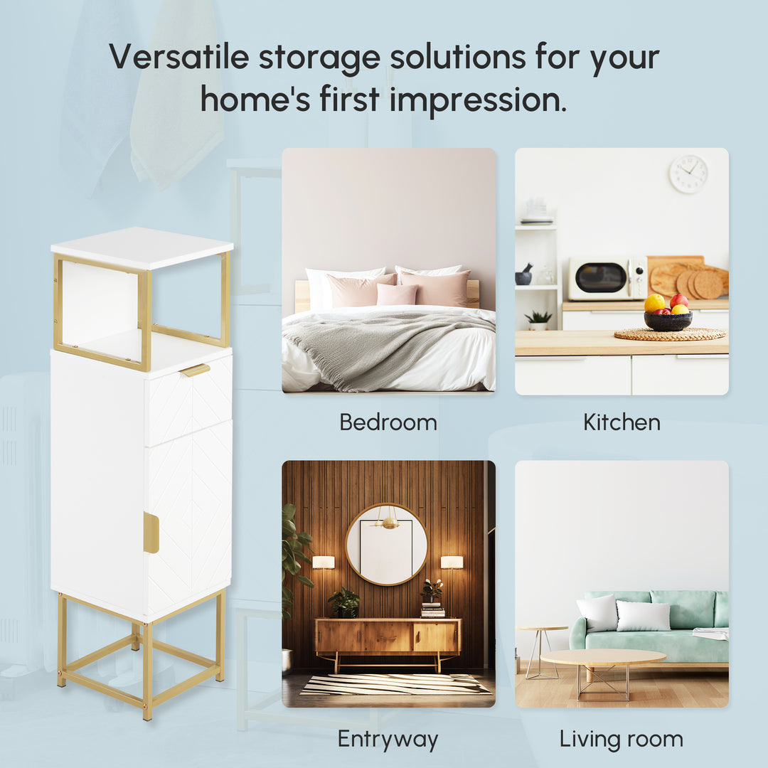 HOMCOM Laundry Cabinet, Tilt Out Laundry Hamper Cabinet with 2 Baskets, Bathroom Hamper Cabinet with 2 Drawers, Black