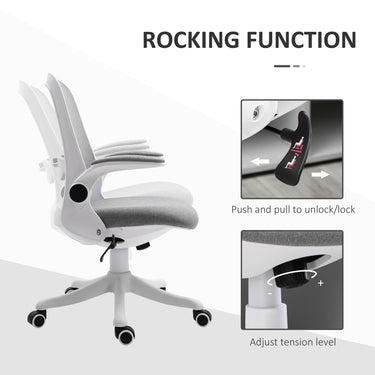 Vinsetto Office Chair 360° Swivel Task Desk Breathable Fabric Computer Chair with Flip-up Arms and Adjustable Height, Grey