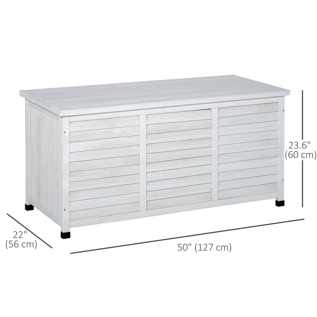 Outsunny 75 Gallon Wooden Storage Box patio Deck Box Bench, Garden Backyard Outdoor Storage Container with Aerating Gap & Weather-Fighting Finish, White