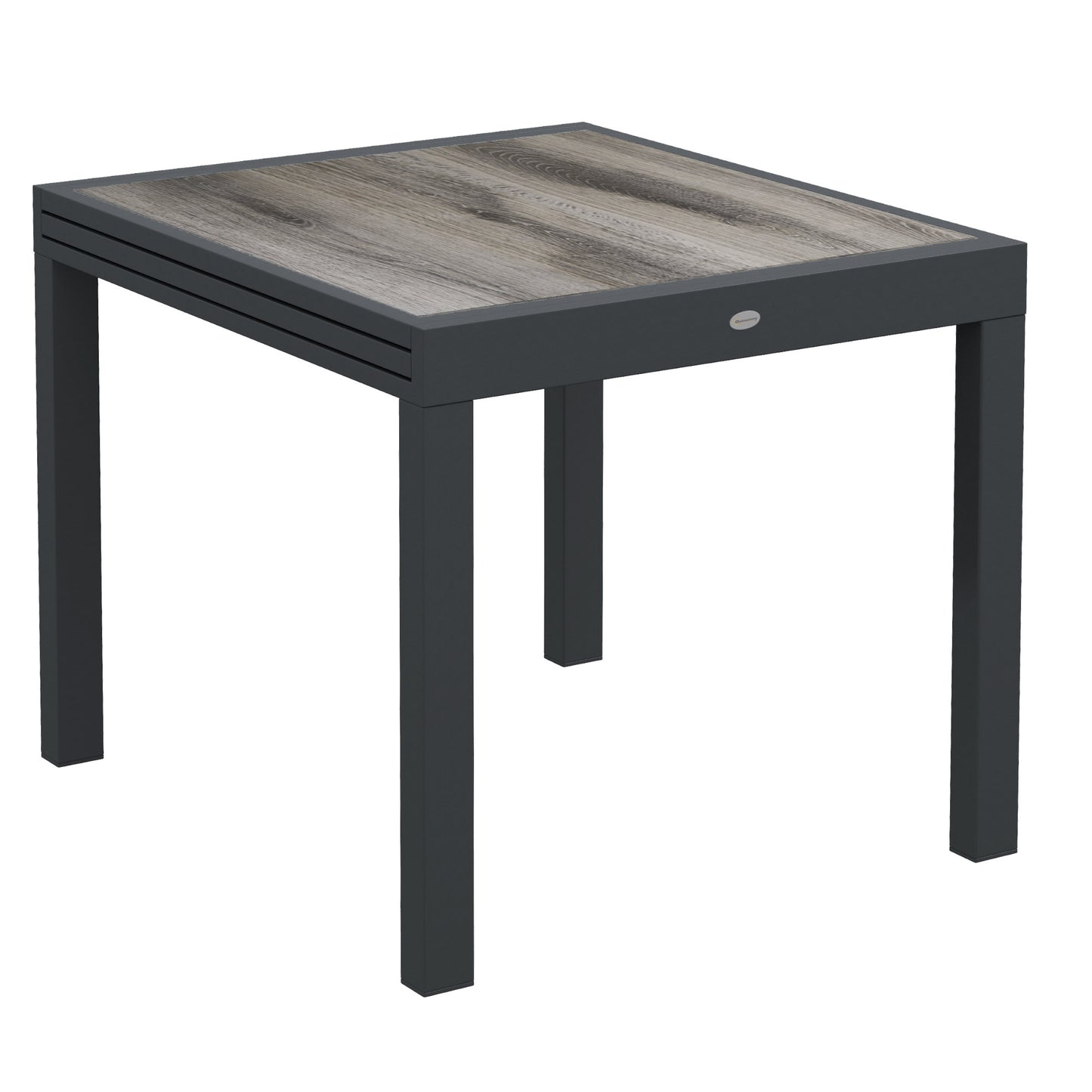 Outsunny Extendable Dining Table, Rectangular Patio Outdoor Table with Aluminum Frame and Plastic Board Tabletop for Lawn, Beige