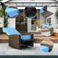 Outsunny Outdoor Rattan Wicker Lounge Chair with Footrest & Soft Cushion for Patio, Garden, Backyard, Sky Blue