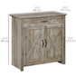 HOMCOM Farmhouse Sideboard Buffet Cabinet, Storage Cabinet with Barn Doors, Distressed Brown