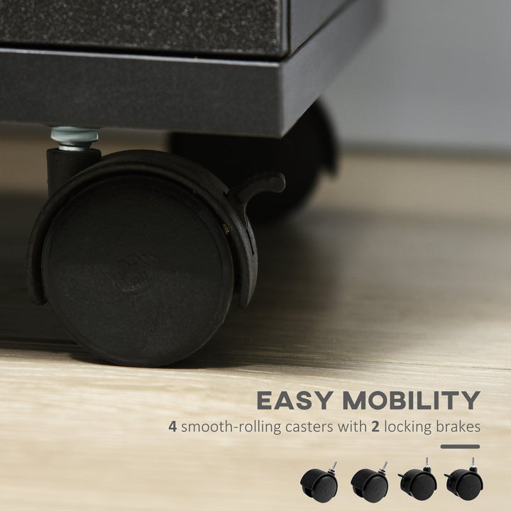 Vinsetto Mobile Filing Cabinet with Wheels, 3 Drawer File Cabinet with Lock and Keys for Home Office, White