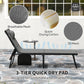 Outsunny Folding Chaise Lounge Chair Set of 2, Reclining Outdoor Lounge Chair Set with Quick Drying Pad Headrest Side Pocket, Tanning Chair Set for Beach Garden Pool, Light Grey