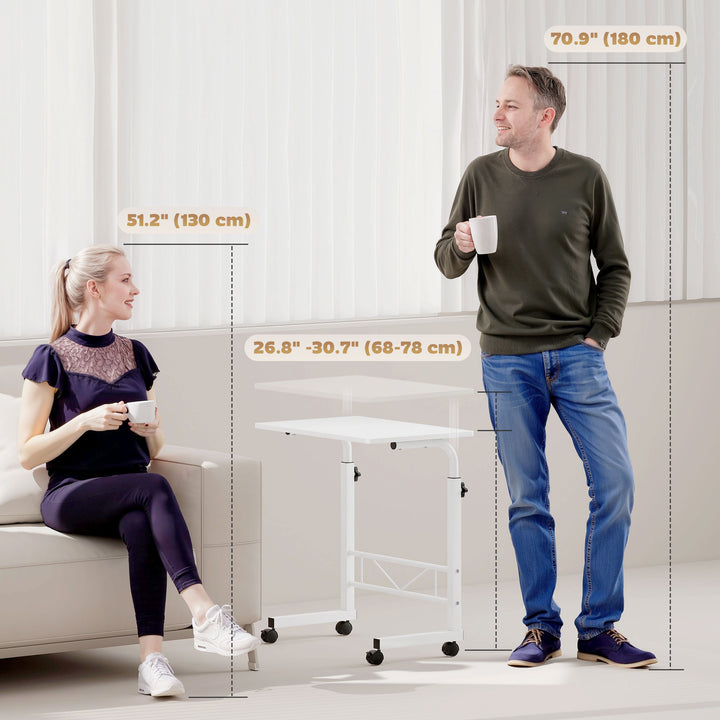 HOMCOM Mobile Standing Desk with Adjustable Height, 23.5 inch Stand Up Desk with Wheels, Natural Wood