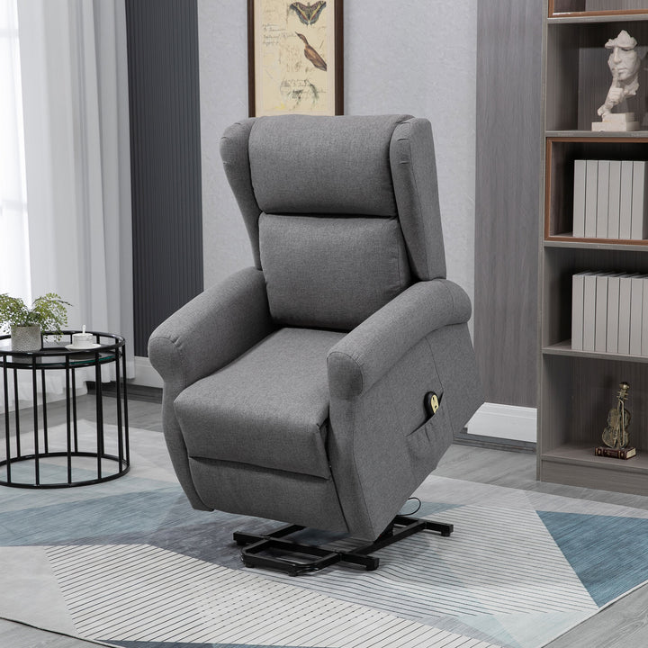 HOMCOM Wingback Lift Chair for Elderly, Power Chair Recliner with Footrest, Remote Control, Side Pockets, Grey
