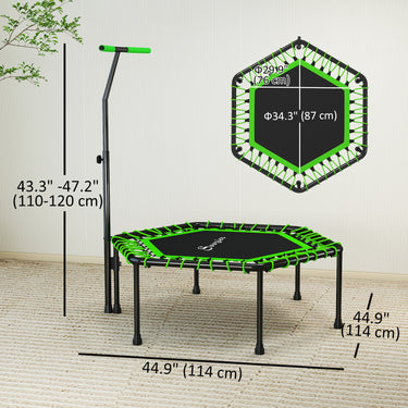 Soozier 45" Rebounder Trampoline for Adults, Mini Fitness Trampoline Bungee Rebounder with 3-Level Adjustable Handle