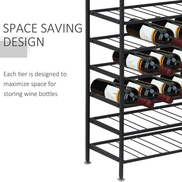 HOMCOM 9-Tier Metal Wine Bottle Rack 54 Bottles Freestanding Wine Storage Holder Home Bar Wine Display Stand Cellar Bottle Organizer Black