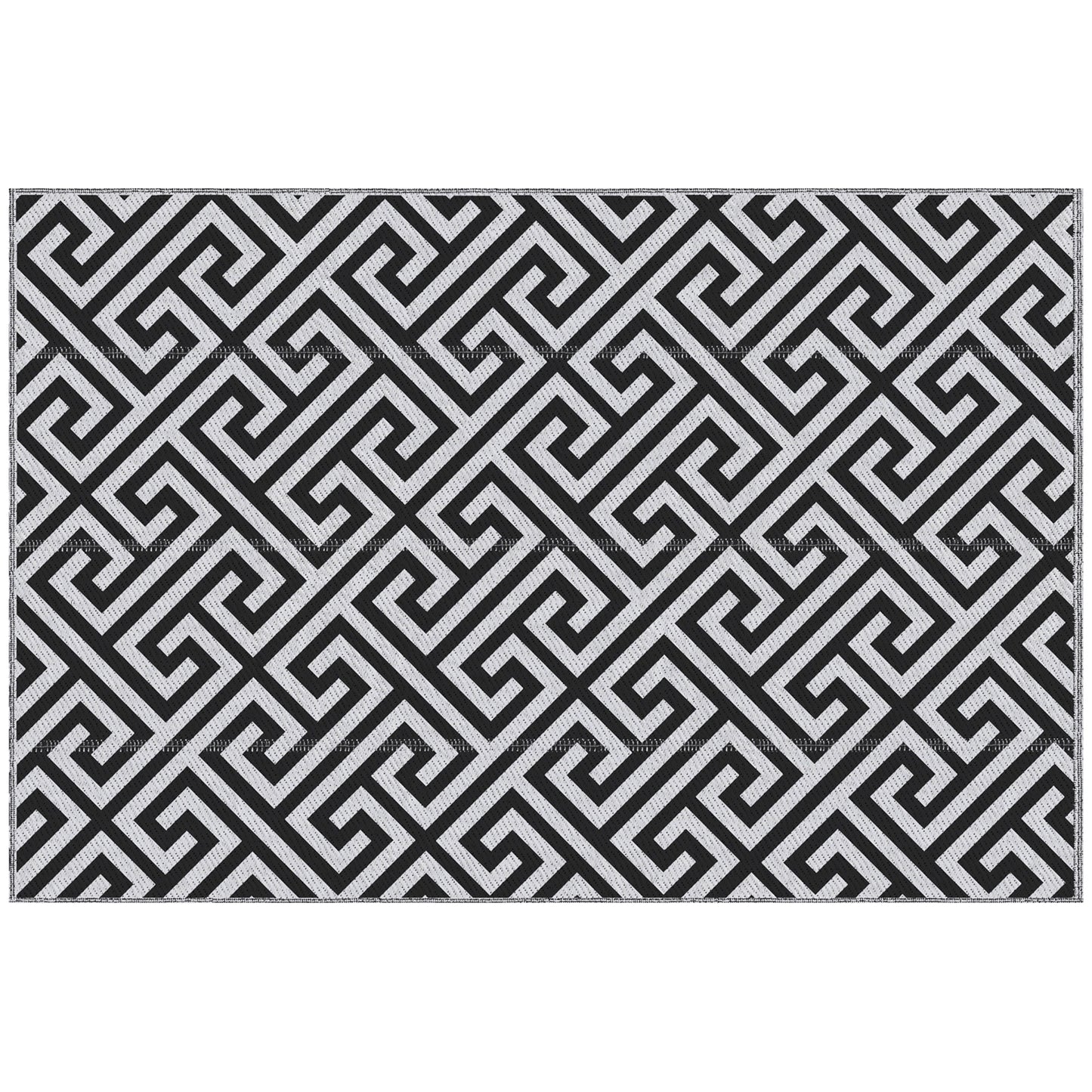 Outsunny Reversible Outdoor RV Rug, Patio Floor Mat, 5' x 8' Plastic Straw Rug for Backyard, Deck, Beach, Camping, Black & White