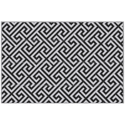 Outsunny Reversible Outdoor RV Rug, Patio Floor Mat, 5' x 8' Plastic Straw Rug for Backyard, Deck, Beach, Camping, Black & White